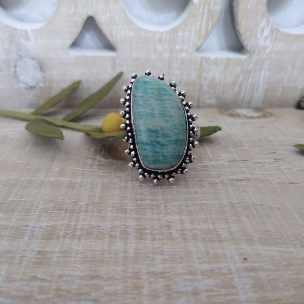 COPY RESERVED  - AMAZONITE SILVER STONE RING NWOT